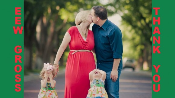 parents kissing in front of kids