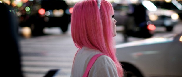 girl with pink hair