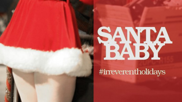 woman in short "Santa" dress