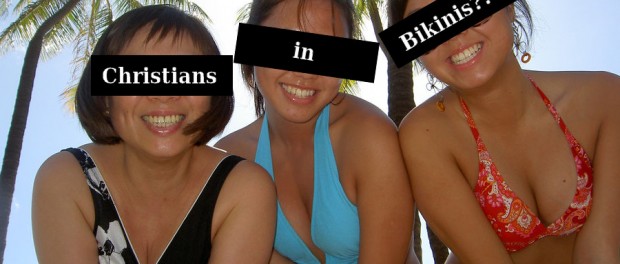 family wearing bikinis